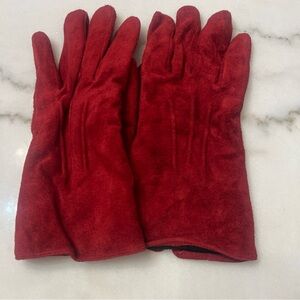 Genuine Leather Suede Gloves Women XL Red Warm Winter Spring Fashion Accessory